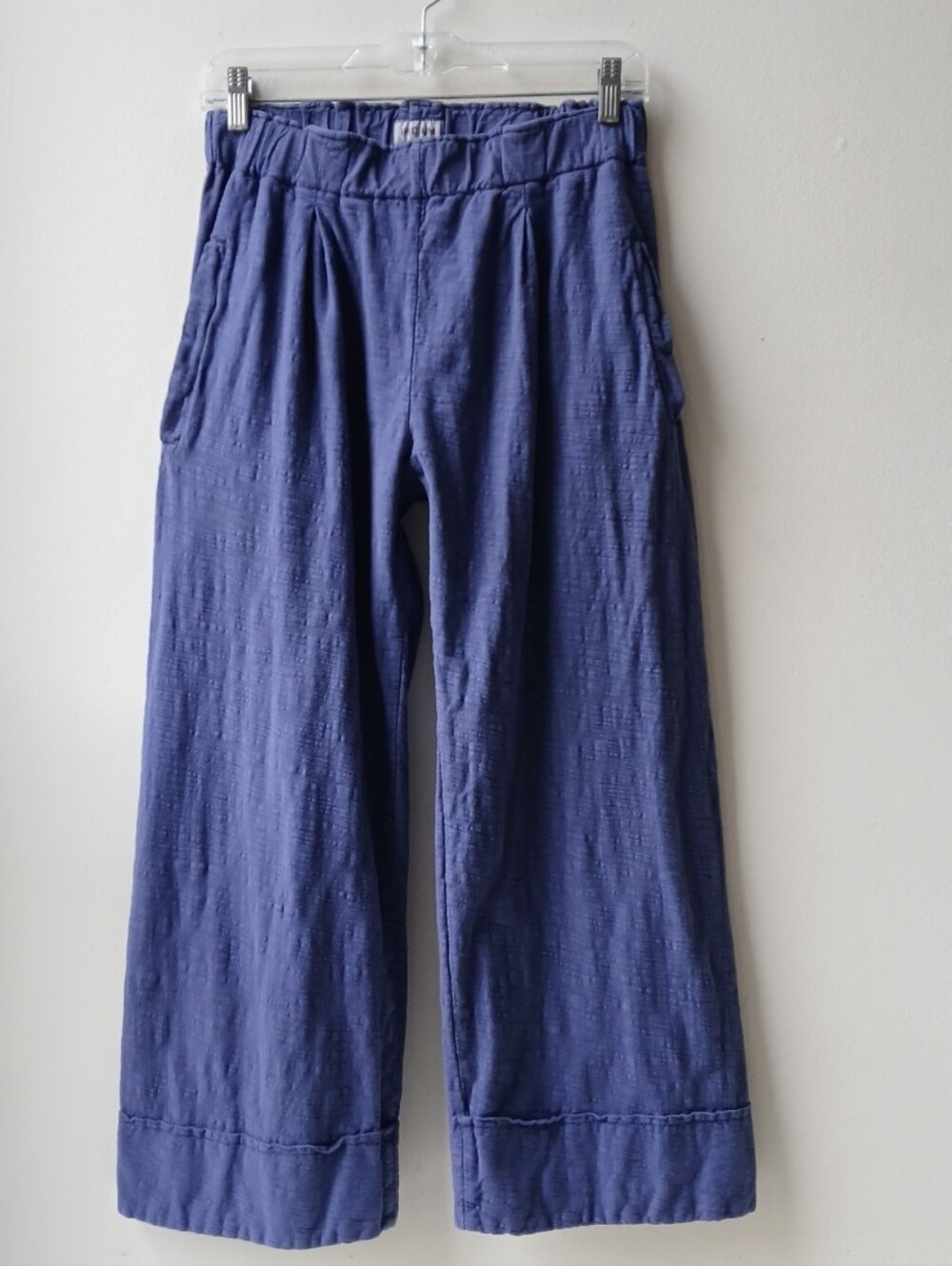 Iridium Cotton Wide Leg Crop Pants Blue Women's Small
